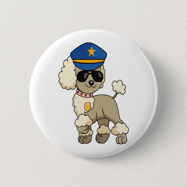 Chibi Anime Police Pudel Hund Knapp (Framsida)