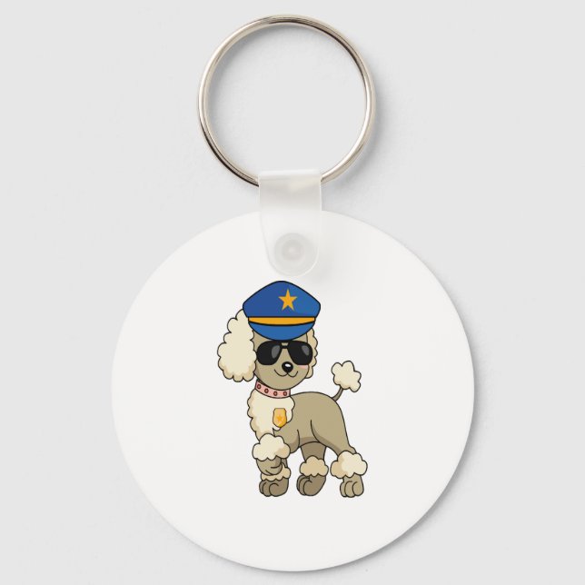 Chibi Anime Police Pudel Hund Nyckelring (Framsida)