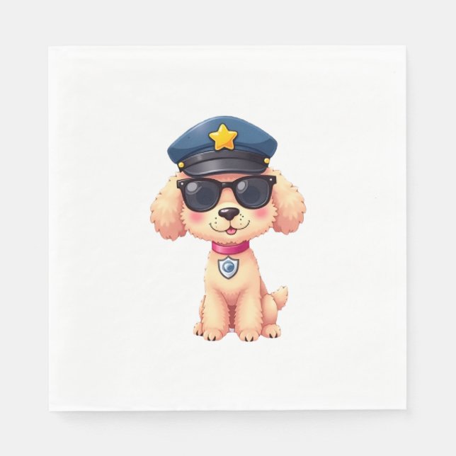 Chibi Anime Police Pudel Hund Pappersservett (Framsidan)