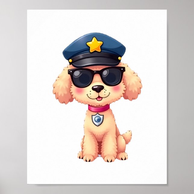 Chibi Anime Police Pudel Hund Poster (Framsidan)