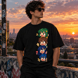 Chibi Anime-trupp som tittar genom ramen T Shirt