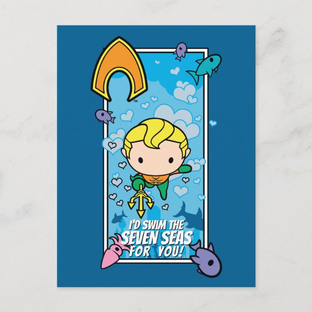 Chibi Aquaman - jag Simmor de sju haven Helg Vykort (Framsida)