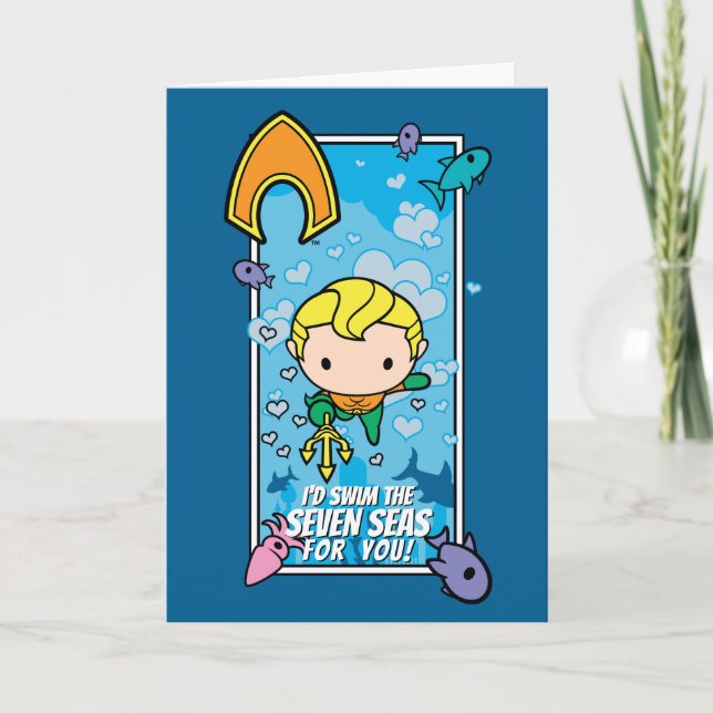 Chibi Aquaman - jag Simmor de sju haven Helgkort (Framsida)