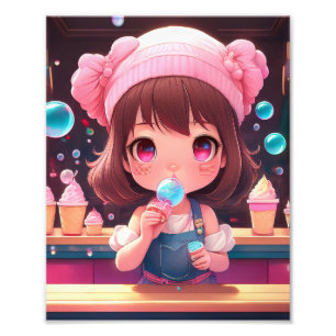 Chibi Art Chibi Character glass Fototryck
