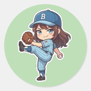 Chibi Baseball 2026 Edition - Pitcherns kastvridni Runt Klistermärke