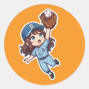 Chibi Baseball Edition - Flygande Fångst Runt Klistermärke