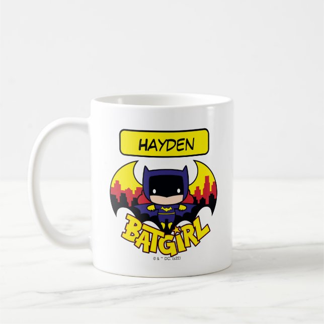 Chibi Batgirl With Gotham Skyline & Logo Kaffemugg (Vänster)