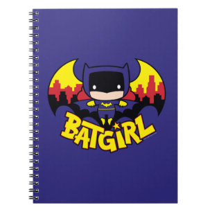 Chibi Batgirl with Gotham Skyline & Logotyp Anteckningsbok Med Spiral
