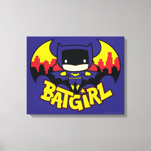 Chibi Batgirl with Gotham Skyline & Logotyp Canvastryck