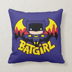 Chibi Batgirl with Gotham Skyline & Logotyp Kudde