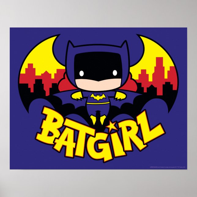 Chibi Batgirl with Gotham Skyline & Logotyp Poster (Framsidan)
