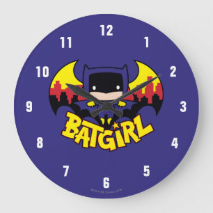Chibi Batgirl with Gotham Skyline & Logotyp Stor Klocka