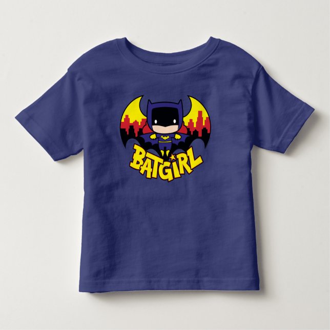 Chibi Batgirl with Gotham Skyline & Logotyp T-shirt (Framsida)