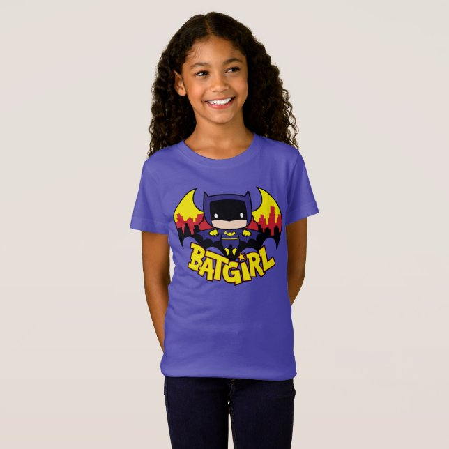 Chibi Batgirl with Gotham Skyline & Logotyp Tee Shirt (Hel framsida)