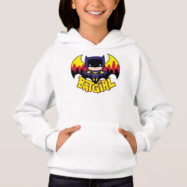 Chibi Batgirl with Gotham Skyline & Logotyp Tee Shirt (Framsida)