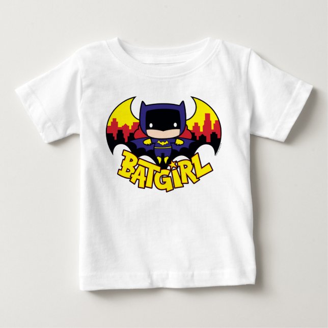 Chibi Batgirl with Gotham Skyline & Logotyp Tröja (Framsida)