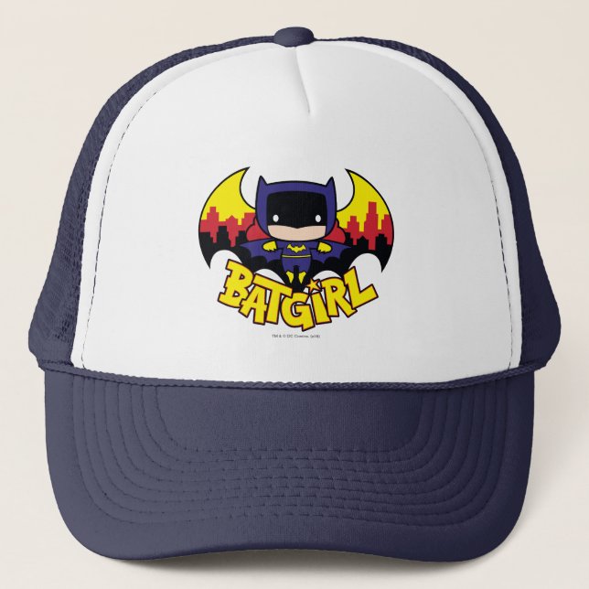 Chibi Batgirl with Gotham Skyline & Logotyp Truckerkeps (Framsida)