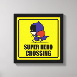 Chibi Batkvinna Toppen Hero Crossing Sign Canvastryck