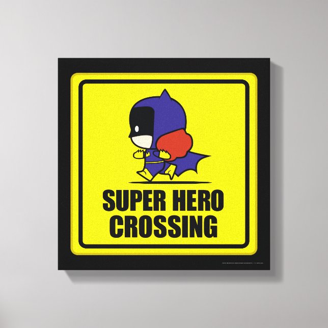 Chibi Batkvinna Toppen Hero Crossing Sign Canvastryck (Framsida)