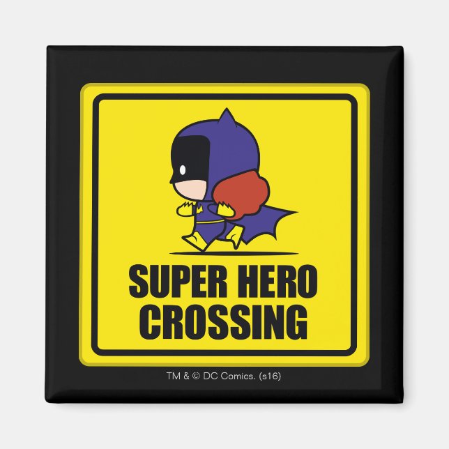 Chibi Batkvinna Toppen Hero Crossing Sign Magnet (Framsidan)