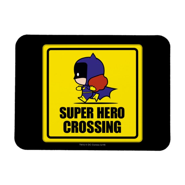 Chibi Batkvinna Toppen Hero Crossing Sign Magnet (Horisontell)
