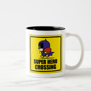Chibi Batkvinna Toppen Hero Crossing Sign Två-Tonad Mugg