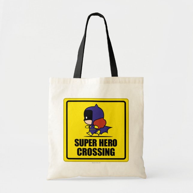 Chibi Batkvinna Toppen Hero Crossing Sign Tygkasse (Framsidan)