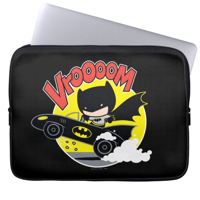 Chibi Batman i Batmobile Laptop Fodral (Framsidan)