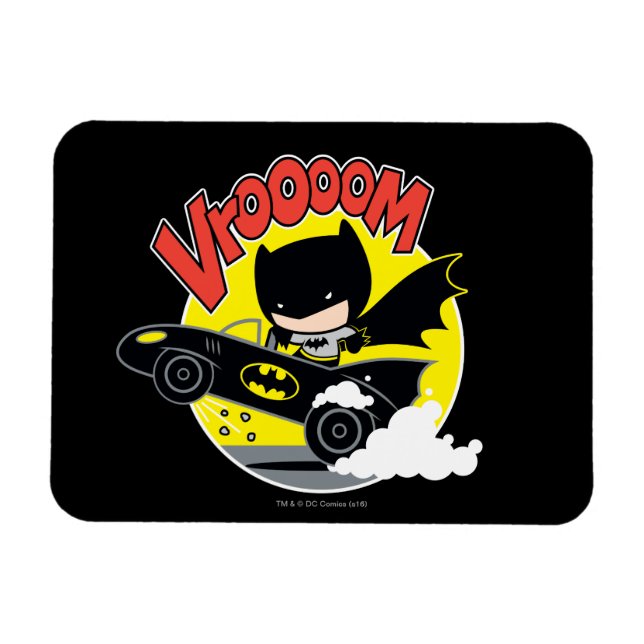 Chibi Batman i Batmobile Magnet (Horisontell)