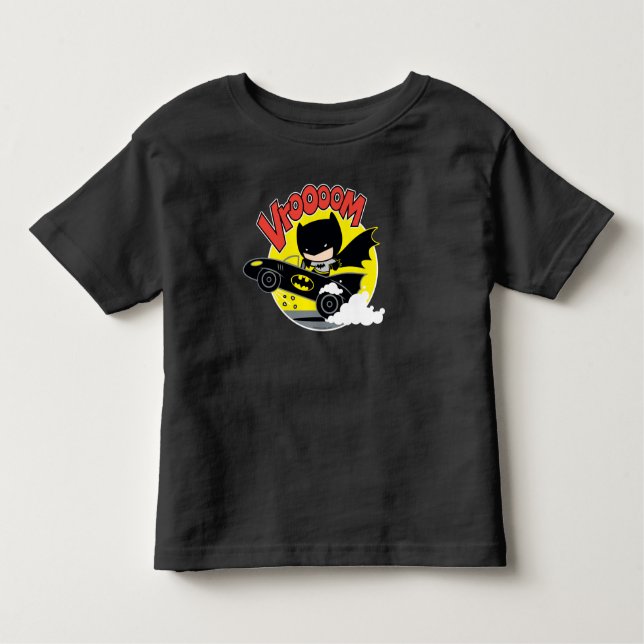Chibi Batman i Batmobile T-shirt (Framsida)