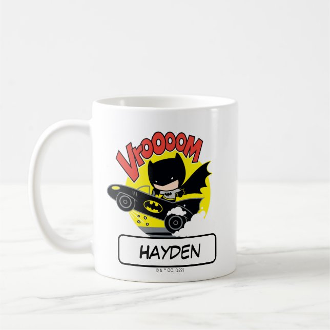 Chibi Batman In The Batmobile Kaffemugg (Vänster)