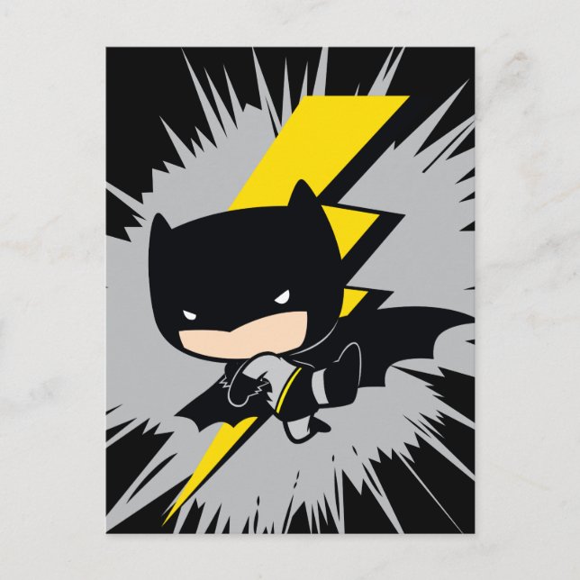 Chibi Batman Lightning Kick Vykort (Framsida)