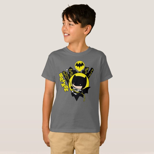 Chibi Batman Scaling the City T-shirt (Hel framsida)