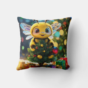 Chibi Bees jul Jerzy Buzz: En målad glasvinter Kudde
