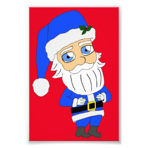 Chibi Blå Dräkt Tomte Fototryck