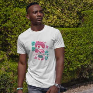 Chibi Blommigt Anime Girl T Shirt