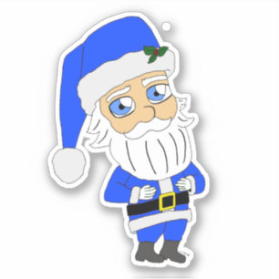 Chibi Blue Kostym Santa Klistermärken