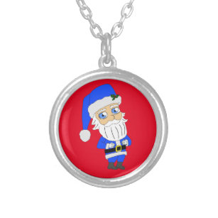 Chibi Blue Kostym Santa Silverpläterat Halsband