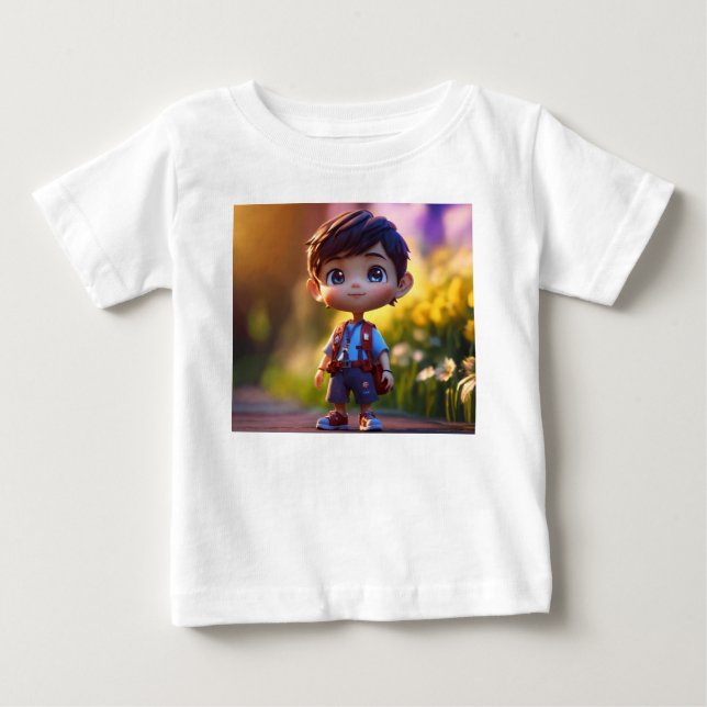 Chibi Boy i Vivid 4D Photorealism T-Shirt (Framsida)
