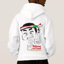Chibi Boy med Sudan Flagga Headband Hoodie