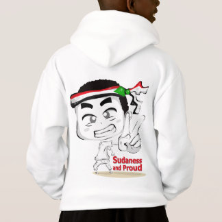 Chibi Boy med Sudan Flagga Headband Hoodie T Shirt