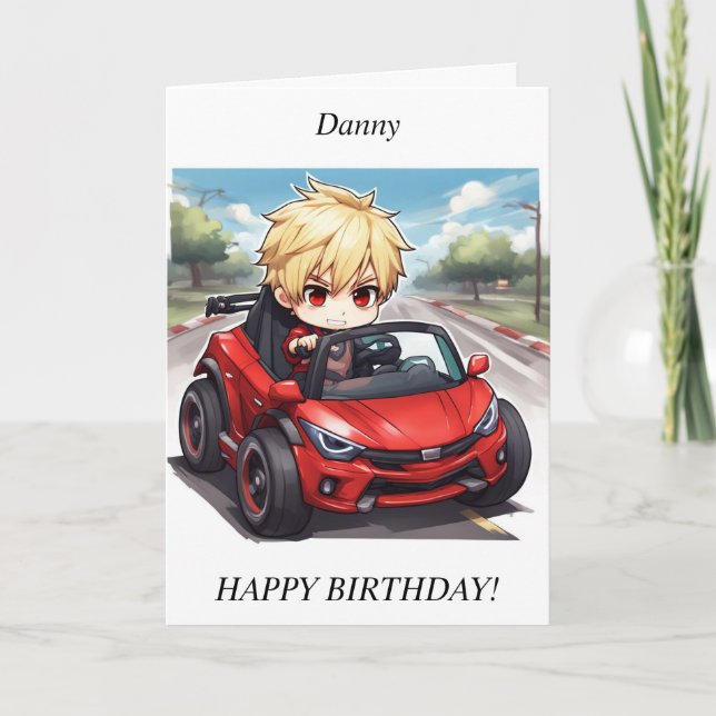 Chibi Boy tävla Birthday Card Helgkort (Framsida)