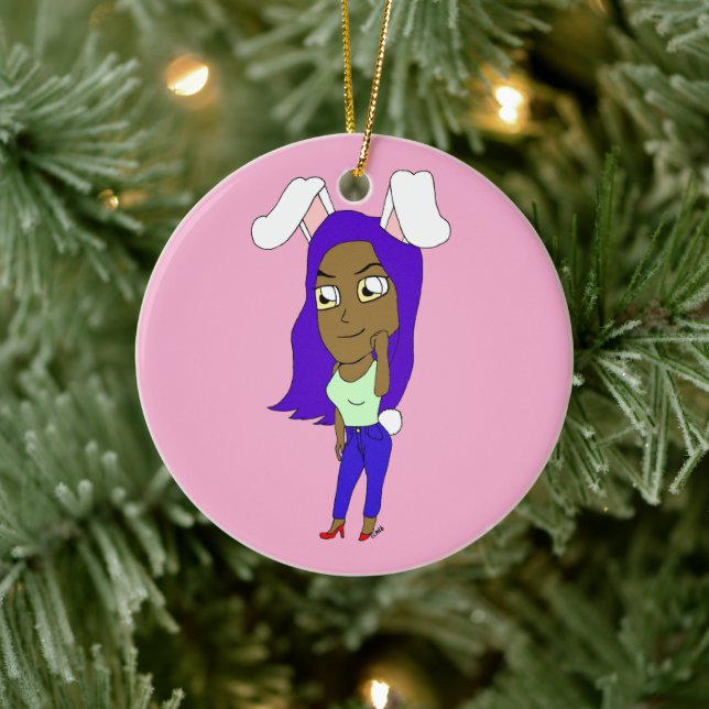 Chibi Bunnyflicka Julgransprydnad Keramik (Träd)