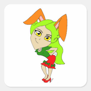 chibi bunnygirl fyrkantigt klistermärke