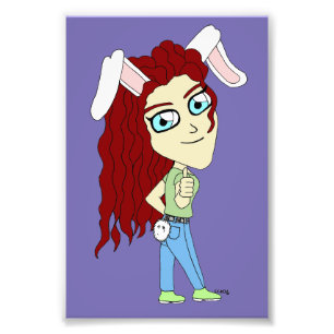 Chibi Bunnygirl ge tummen upp Fototryck