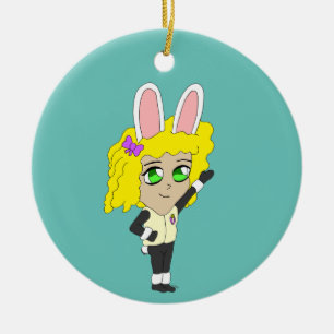 chibi bunnygirl julgransprydnad keramik