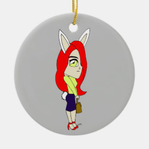 chibi bunnygirl julgransprydnad keramik