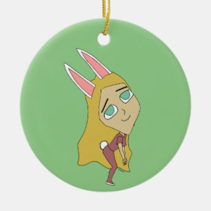 chibi bunnygirl julgransprydnad keramik