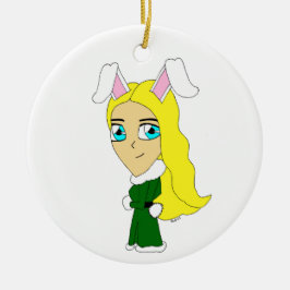 chibi bunnygirl julgransprydnad keramik