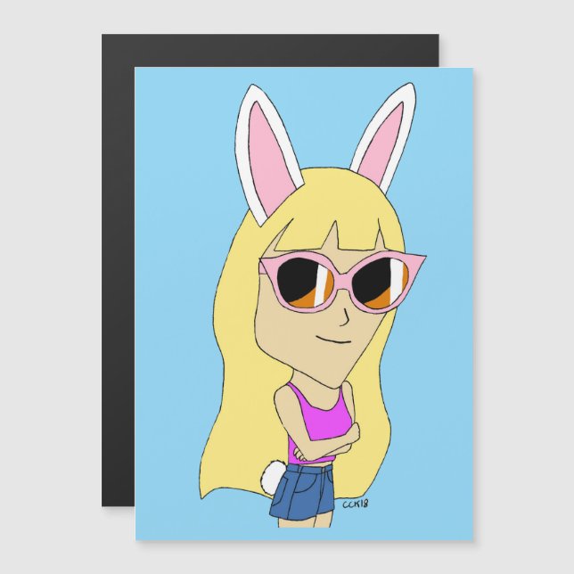chibi bunnygirl magnet (Fram/baksida)